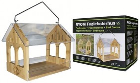 Fuglefoderhus m/gennemsigtig tag